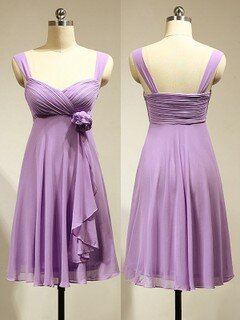 Great Empire Chiffon Short/Mini Flower(s) Lavender Bridesmaid Dress #DS01012883