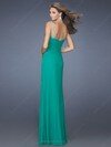 Ladies Sheath/Column Sweetheart Chiffon Tulle Split Front Green Prom Dress #02060442