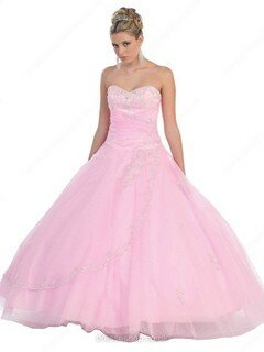 Amazing Floor-length Sweetheart Organza Crystal Detailing Pink Quinceanera Dresses #02071719