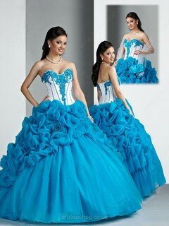 Ball Gown Multi Colours Organza Appliques Lace Floor-length Sweet Quinceanera Dresses #02071722