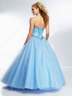 Ball Gown Sweetheart Tulle Satin Floor-length Beading Quinceanera Dresses #02071882