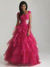 Ball Gown Off-the-shoulder Organza Floor-length Sleeveless Tiered Prom Dresses #02011937