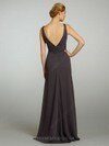 Sheath/Column Open Back Chiffon Ruffles V-neck Ladies Bridesmaid Dress #01011575