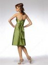 Unique Strapless Green Taffeta with Bow Knee-length Bridesmaid Dresses #01011629