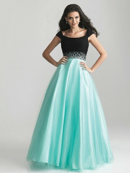 Multi Colours Tulle Beading A-line Vintage Off-the-shoulder Prom Dresses #02011944