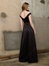 Black Off-the-shoulder Great Satin Ruched Floor-length Bridesmaid Dresses #01011658