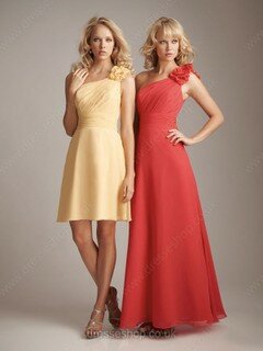 Light Yellow Chiffon Short/Mini Ruffles Perfect One Shoulder Bridesmaid Dress #01011704