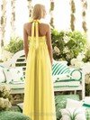 Daffodil Chiffon Floor-length with Bow Newest Halter Bridesmaid Dress #01011734