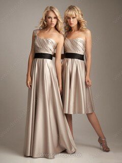 Famous Satin Floor-length with Sashes/Ribbons One Shoulder Bridesmaid Dress #01011764