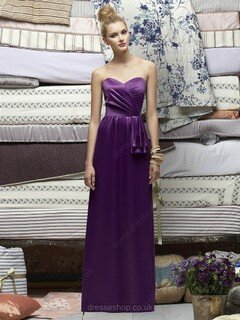 Floor-length Grape Beautiful Satin Draped Sheath/Column Bridesmaid Dresses #01011809
