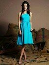 A-line One Shoulder Chiffon Knee-length Sashes / Ribbons Bridesmaid Dresses #01011938