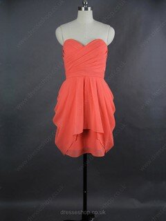 Promotion Sweetheart Orange Chiffon Ruffles Short/Mini Bridesmaid Dresses #01011944