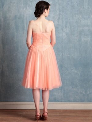 A-line Sweetheart Tulle Tea-length Ruffles Bridesmaid Dresses #01011947