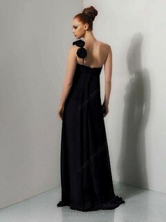 Black One Shoulder Chiffon Ruffles Sheath/Column Wholesale Bridesmaid Dresses #01011972