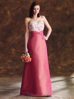 Great A-line Taffeta with Appliques Lace Sweetheart Fuchsia Bridesmaid Dresses #01011987