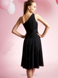 A-line One Shoulder Chiffon Knee-length Ruched Bridesmaid Dresses #01012003
