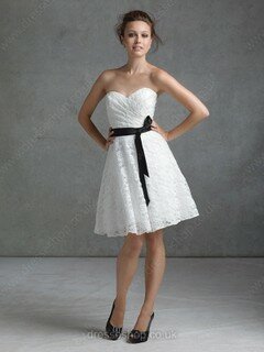Fashion Sweetheart White Lace Sashes / Ribbons Short/Mini Bridesmaid Dress #01012069