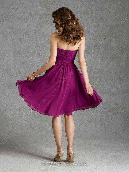 Short/Mini Sweetheart Grape Chiffon Ruffles Elegant Bridesmaid Dress #01012086