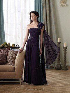 Sheath/Column Different Grape Chiffon Beading One Shoulder Mother of the Bride Dresses #01021247
