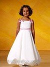 Square Neckline Spaghetti Straps Satin Bow Discounted Ankle-length Flower Girl Dress #01031445