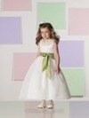 Cute Ball Gown White Organza Sashes/Ribbons Ankle-length Flower Girl Dress #01031454