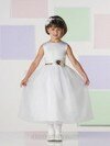 Hot White Ball Gown Organza Sashes/Ribbons Tea-length Flower Girl Dress #01031455