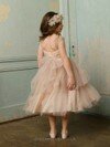 Ball Gown Tiered Tulle Tea-length Newest Flower Girl Dresses #01031478