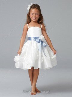 Nice A-line White Taffeta Sashes/Ribbons Knee-length Flower Girl Dress #01031486
