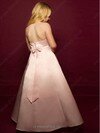 Unique Halter Satin Floor-length with Bow Pink Flower Girl Dresses #01031524
