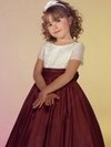 Ball Gown Scoop Neck Taffeta with Bow Elegant Short Sleeve Flower Girl Dresses #01031527