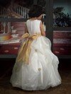 Modest Scoop Neck White Organza Pick-Ups Ball Gown Flower Girl Dresses #01031528