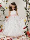 Exclusive White Organza Floor-length Sashes/Ribbons Ball Gown Flower Girl Dress #01031532