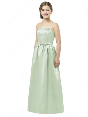 A-line Strapless Satin Floor-length Sashes / Ribbons Junior Bridesmaid Dresses#01040012