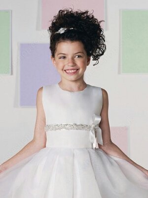 Ball Gown Scoop Organza Ankle-length Beading Junior Bridesmaid Dresses#01040020