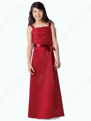 A-line Straps Satin Floor-length Sashes / Ribbons Junior Bridesmaid Dresses#01040026