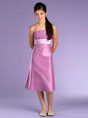 A-line Spaghetti Straps Taffeta Knee-length Pleats Junior Bridesmaid Dresses#01040031