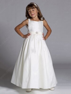 Ball Gown Straps Taffeta Ankle-length Beading Junior Bridesmaid Dresses#01040054