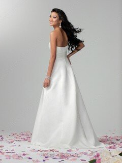 A-line Sweetheart Satin Floor-length Ivory Beading Wedding Dresses #00016634