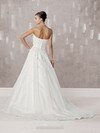 Sweetheart Organza Court Train Beading Modest Princess Wedding Dresses #00016657