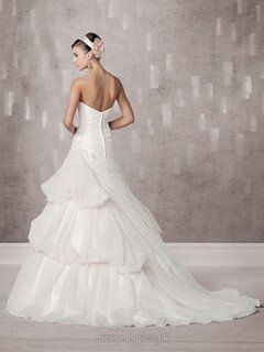 Princess Organza with Pick-Ups Court Train White Exclusive Wedding Dress #00016662