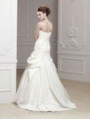 Fashion Strapless Floor-length Appliques Lace White Taffeta Wedding Dress #00016728