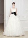 Pretty Ball Gown Ivory Tulle Appliques Lace Scoop Neck Wedding Dress #00016734