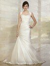 Trumpet/Mermaid Square Satin Sweep Train Ivory Lace Wedding Dresses #00016753