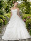 Ball Gown Sweetheart Organza Satin Sweep Train White Beading Wedding Dresses #00016796