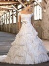 Ball Gown Off-the-shoulder Organza Sweep Train White Pick-Ups Wedding Dresses #00016806