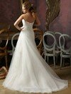 Sweetheart Organza Sweep Train Lace-up Appliques Lace Ivory Wedding Dresses #00016380