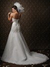 Trumpet/Mermaid Strapless Tulle Satin Court Train White Lace Wedding Dresses #00016386