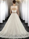 Wholesale White Sweetheart Lace Sashes / Ribbons Sweep Train Wedding Dresses #00016306