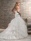 Sweetheart White Tulle Sweep Train Tiered Lace-up Trumpet/Mermaid Wedding Dress #00016311