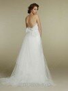 Sheath/Column Elegant White Tulle Appliques Lace Strapless Wedding Dress #00016329